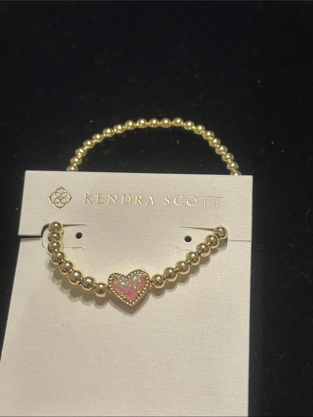 Kendra Scott Gold Beaded Bracelet with Pink Opal Heart - Picture 2 of 2